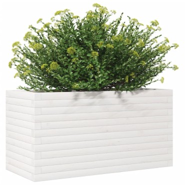 vidaXL Ζαρντινιέρα Κήπου Λευκή 90x40x45,5 εκ. από Μασίφ Ξύλο Πεύκου