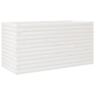 vidaXL Ζαρντινιέρα Κήπου Λευκή 90x40x45,5 εκ. από Μασίφ Ξύλο Πεύκου
