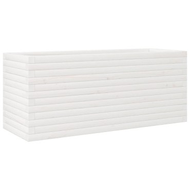 vidaXL Ζαρντινιέρα Κήπου Λευκή 110x40x45,5 εκ. από Μασίφ Ξύλο Πεύκου