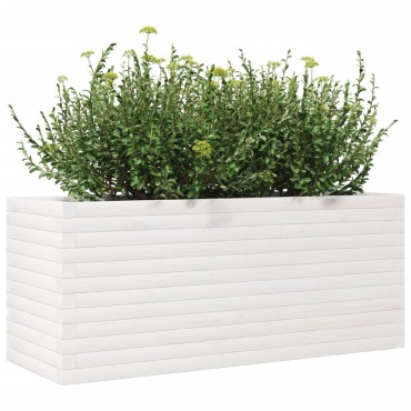 vidaXL Ζαρντινιέρα Κήπου Λευκή 110x40x45,5 εκ. από Μασίφ Ξύλο Πεύκου