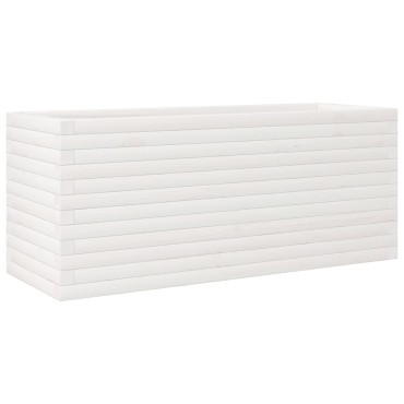 vidaXL Ζαρντινιέρα Κήπου Λευκή 110x40x45,5 εκ. από Μασίφ Ξύλο Πεύκου