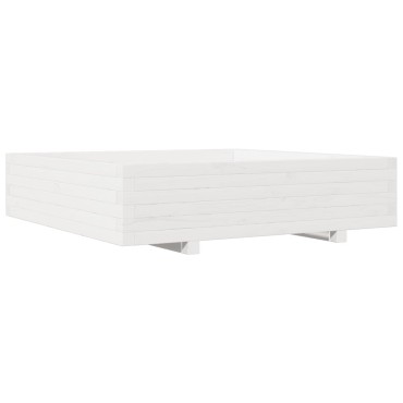 vidaXL Ζαρντινιέρα Κήπου Λευκή 100x100x26,5 εκ. από Μασίφ Ξύλο Πεύκου