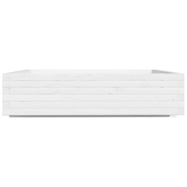 vidaXL Ζαρντινιέρα Κήπου Λευκή 100x100x26,5 εκ. από Μασίφ Ξύλο Πεύκου