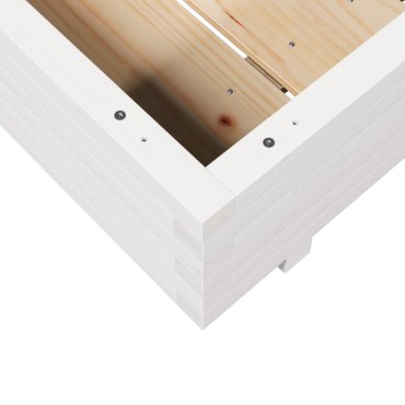 vidaXL Ζαρντινιέρα Κήπου Λευκή 100x100x26,5 εκ. από Μασίφ Ξύλο Πεύκου