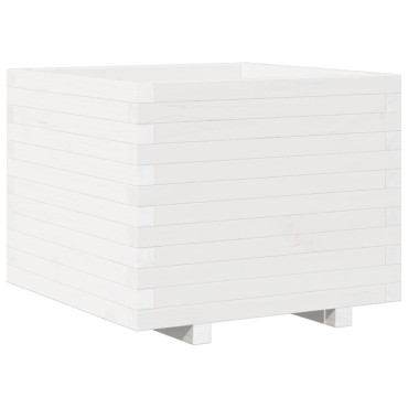 vidaXL Ζαρντινιέρα Κήπου Λευκή 60x60x49,5 εκ. από Μασίφ Ξύλο Πεύκου