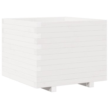 vidaXL Ζαρντινιέρα Κήπου Λευκή 60x60x49,5 εκ. από Μασίφ Ξύλο Πεύκου