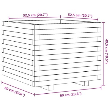 vidaXL Ζαρντινιέρα Κήπου Λευκή 60x60x49,5 εκ. από Μασίφ Ξύλο Πεύκου