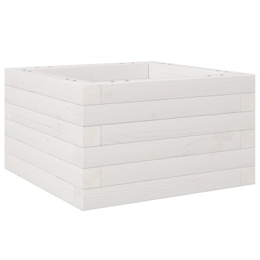 vidaXL Ζαρντινιέρα Κήπου Λευκή 40x40x23 εκ. από Μασίφ Ξύλο Πεύκου