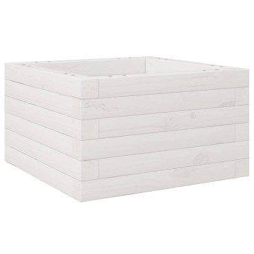 vidaXL Ζαρντινιέρα Κήπου Λευκή 40x40x23 εκ. από Μασίφ Ξύλο Πεύκου