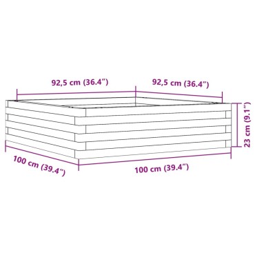 vidaXL Ζαρντινιέρα Κήπου 100x100x23 εκ από Μασίφ Ξύλο Πεύκου