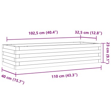 vidaXL Ζαρντινιέρα Καφέ Κεριού 110x40x23 εκ. από Μασίφ Ξύλο Πεύκου