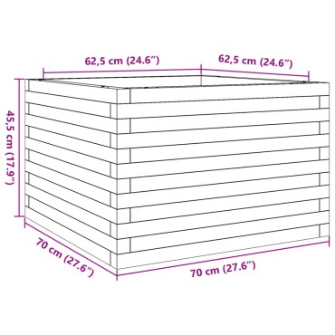 vidaXL Ζαρντινιέρα Κήπου 70x70x45,5 εκ από Μασίφ Ξύλο Πεύκου