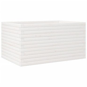 vidaXL Ζαρντινιέρα Κήπου Λευκή 90x60x45,5 εκ. από Μασίφ Ξύλο Πεύκου