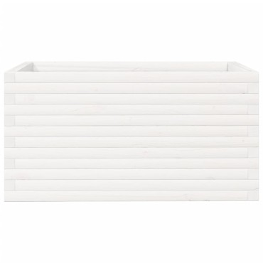 vidaXL Ζαρντινιέρα Κήπου Λευκή 90x60x45,5 εκ. από Μασίφ Ξύλο Πεύκου