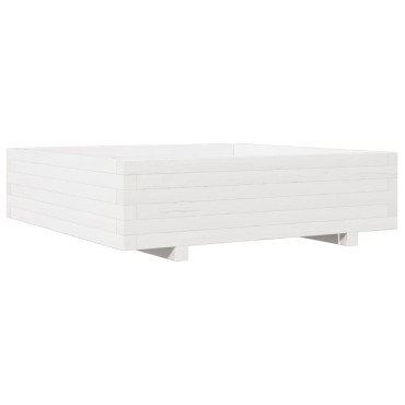 vidaXL Ζαρντινιέρα Λευκή 90x90x26,5 εκ. από Μασίφ Ξύλο Πεύκου