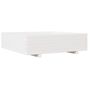 vidaXL Ζαρντινιέρα Λευκή 90x90x26,5 εκ. από Μασίφ Ξύλο Πεύκου