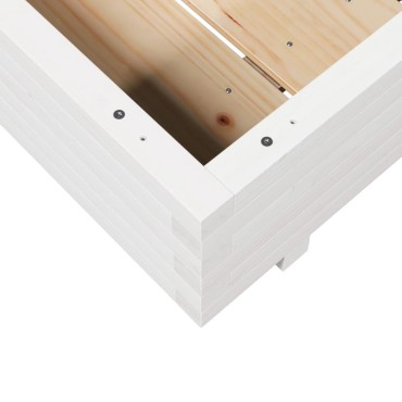 vidaXL Ζαρντινιέρα Λευκή 90x90x26,5 εκ. από Μασίφ Ξύλο Πεύκου