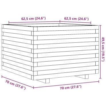 vidaXL Ζαρντινιέρα Κήπου 70x70x49,5 εκ από Μασίφ Ξύλο Πεύκου