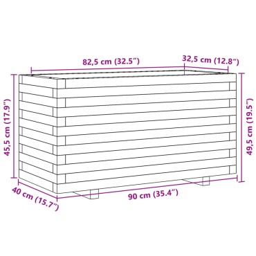 vidaXL Ζαρντινιέρα Καφέ Κεριού 90x40x49,5 εκ. από Μασίφ Ξύλο Πεύκου