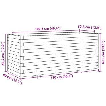 vidaXL Ζαρντινιέρα Καφέ Κεριού 110x40x49,5 εκ. από Μασίφ Ξύλο Πεύκου