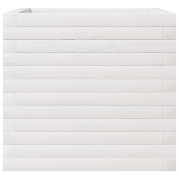 vidaXL Ζαρντινιέρα Λευκή. 50x50x45,5 εκ από Μασίφ Ξύλο Πεύκου