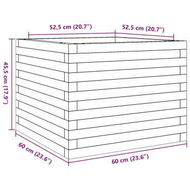 vidaXL Ζαρντινιέρα Καφέ Κεριού 60x60x45,5 εκ. από Μασίφ Ξύλο Πεύκου