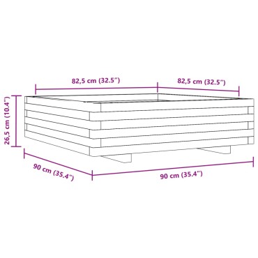 vidaXL Ζαρντινιέρα Καφέ Κεριού 90x90x26,5 εκ. από Μασίφ Ξύλο Πεύκου
