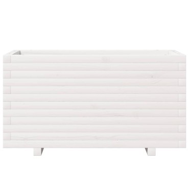 vidaXL Ζαρντινιέρα Κήπου Λευκή 90x40x49,5 εκ. από Μασίφ Ξύλο Πεύκου