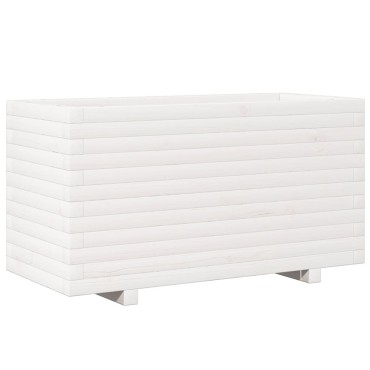 vidaXL Ζαρντινιέρα Κήπου Λευκή 90x40x49,5 εκ. από Μασίφ Ξύλο Πεύκου