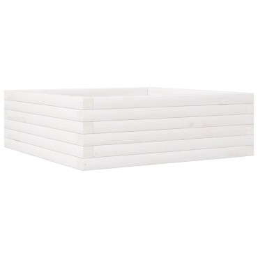 vidaXL Ζαρντινιέρα Κήπου Λευκή 70x70x23 εκ. από Μασίφ Ξύλο Πεύκου