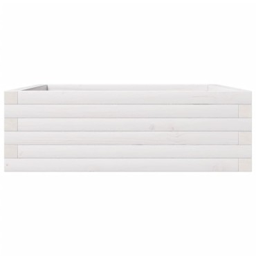 vidaXL Ζαρντινιέρα Κήπου Λευκή 70x70x23 εκ. από Μασίφ Ξύλο Πεύκου