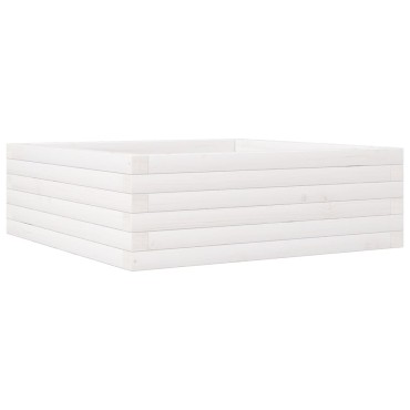 vidaXL Ζαρντινιέρα Κήπου Λευκή 70x70x23 εκ. από Μασίφ Ξύλο Πεύκου