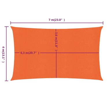 vidaXL Πανί Σκίασης Ορθογώνιο Πορτοκαλί 4x7 μ. από HDPE 160 γρ/μ²