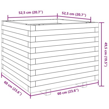 vidaXL Ζαρντινιέρα Κήπου 60x60x49,5 εκ από Μασίφ Ξύλο Πεύκου