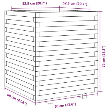 vidaXL Ζαρντινιέρα Κήπου 60x60x72 εκ από Μασίφ Ξύλο Πεύκου