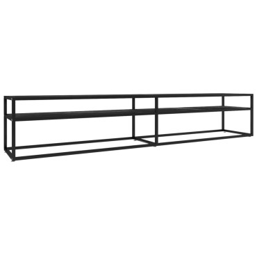 vidaXL Έπιπλο Τηλεόρασης Μαύρο Όψη Μαρμάρου 220x40x40,5cm Ψημένο Γυαλί