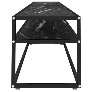 vidaXL Έπιπλο Τηλεόρασης Μαύρο Όψη Μαρμάρου 220x40x40,5cm Ψημένο Γυαλί