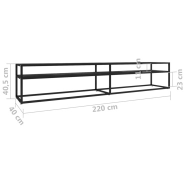 vidaXL Έπιπλο Τηλεόρασης Μαύρο Όψη Μαρμάρου 220x40x40,5cm Ψημένο Γυαλί