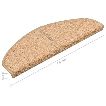 vidaXL Πατάκια Σκάλας Μοκέτα 15 τεμ. Χρυσά 65 x 21 x 4 εκ.