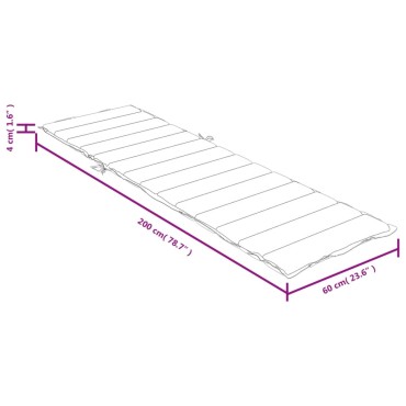 vidaXL Μαξιλάρι Ξαπλώστρας Κρεμ Μελανζέ 200x60x4cm Ύφασμα