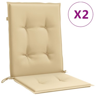 vidaXL Μαξιλάρια Καρέκλας με Πλάτη 2 τεμ. Μπεζ 100x50x4cm Ύφασμα