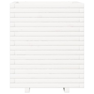 vidaXL Ζαρντινιέρα Κήπου Λευκή 60x60x72 εκ. από Μασίφ Ξύλο Πεύκου