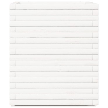 vidaXL Ζαρντινιέρα Κήπου Λευκή 60x60x72 εκ. από Μασίφ Ξύλο Πεύκου