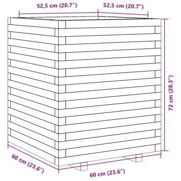 vidaXL Ζαρντινιέρα Κήπου Λευκή 60x60x72 εκ. από Μασίφ Ξύλο Πεύκου