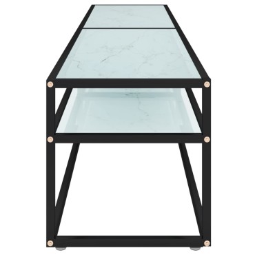vidaXL Έπιπλο Τηλεόρασης Λευκό Όψη Μαρμάρου 200x40x40,5cm Ψημένο Γυαλί