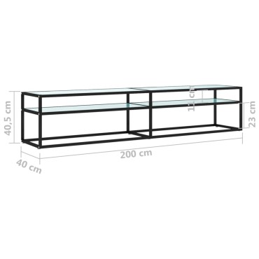 vidaXL Έπιπλο Τηλεόρασης Λευκό Όψη Μαρμάρου 200x40x40,5cm Ψημένο Γυαλί