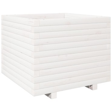 vidaXL Ζαρντινιέρα Κήπου Λευκή 60x60x49,5 εκ. από Μασίφ Ξύλο Πεύκου