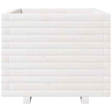 vidaXL Ζαρντινιέρα Κήπου Λευκή 60x60x49,5 εκ. από Μασίφ Ξύλο Πεύκου