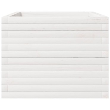 vidaXL Ζαρντινιέρα Κήπου Λευκή 60x60x49,5 εκ. από Μασίφ Ξύλο Πεύκου
