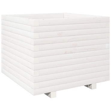 vidaXL Ζαρντινιέρα Κήπου Λευκή 60x60x49,5 εκ. από Μασίφ Ξύλο Πεύκου